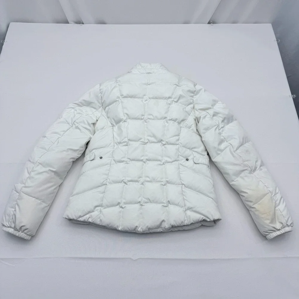 Eddie Bauer EB650 Down Puffer Jacket Womens Small 650 Full Zip Winter Coat White